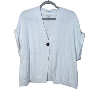 Classic J. Jill Cardigan XL White Button Cotton Blend Knit Grandmacore Coastal